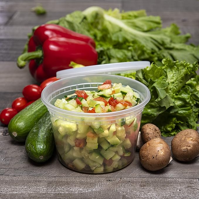 NYHI 16oz 40 Pack Clear Deli Containers with Lids Disposable Food Storage Containers with Lids Recyclable Space Saver Airtight Container for Kitchen Storage Meal Prep Take Out