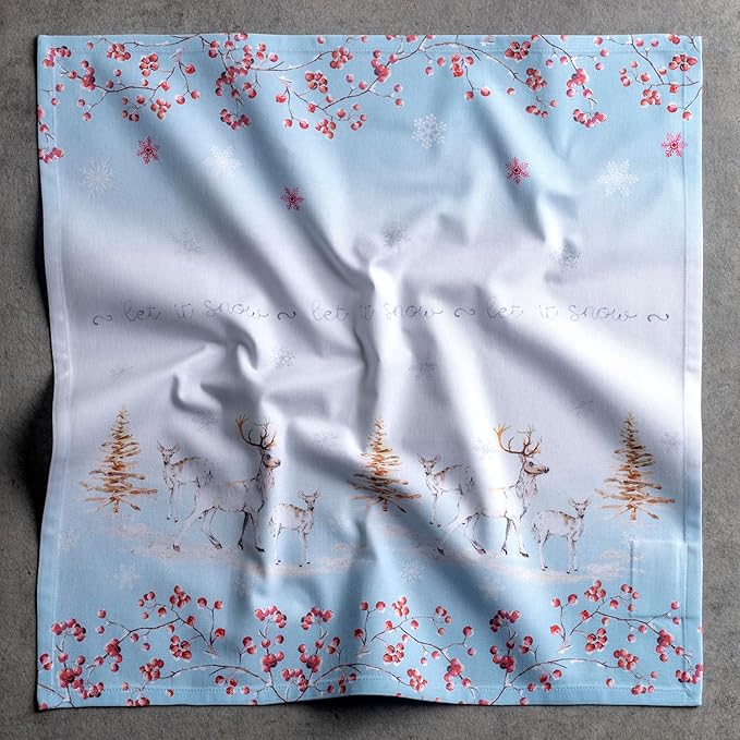 Maison d' Hermine Cloth Napkins Set of 4 100% Cotton for Thanksgiving Christmas Decorations Everyday Reusable Square Fall Napkins Cloth Washable Dinner Party (Fairy Tale Forest, 20"x20")