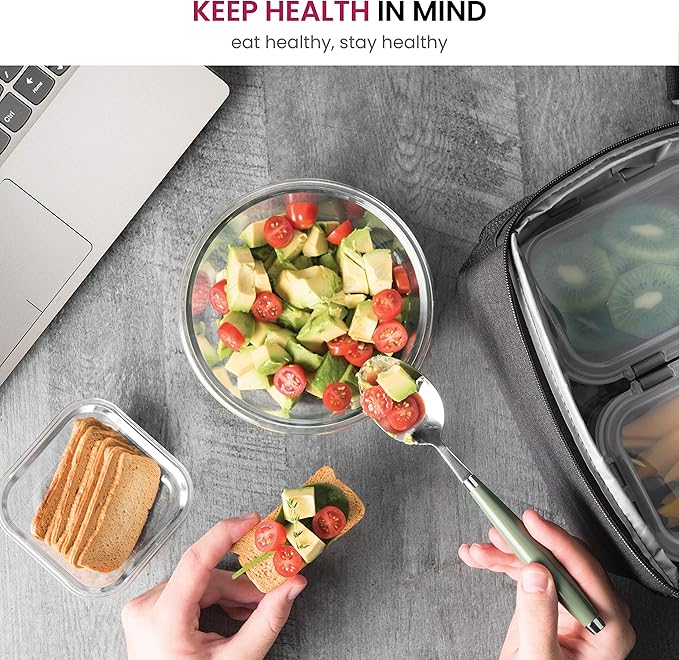FineDine 24 Piece Premium Borosilicate Glass Meal Prep Containers Glass - Airtight Food Storage Containers with Lids, Hinged Locking Lid, BPA Free, For Meal Prep/Freezer/Oven