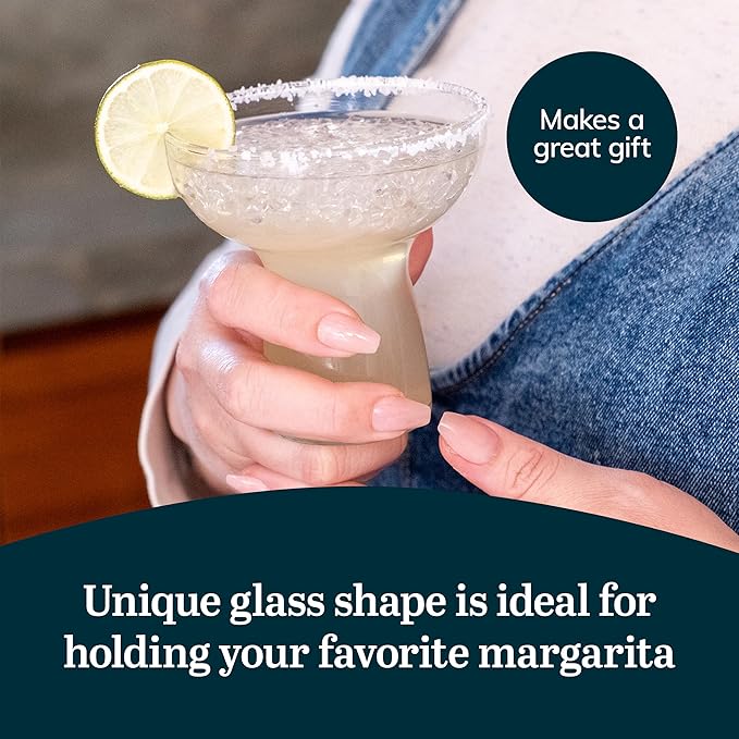 Libbey Stemless Margarita Glasses Set of 6, 10.25 ounces Classic Lightweight Margarita Cups, Fancy Glassware Set for Celebrations