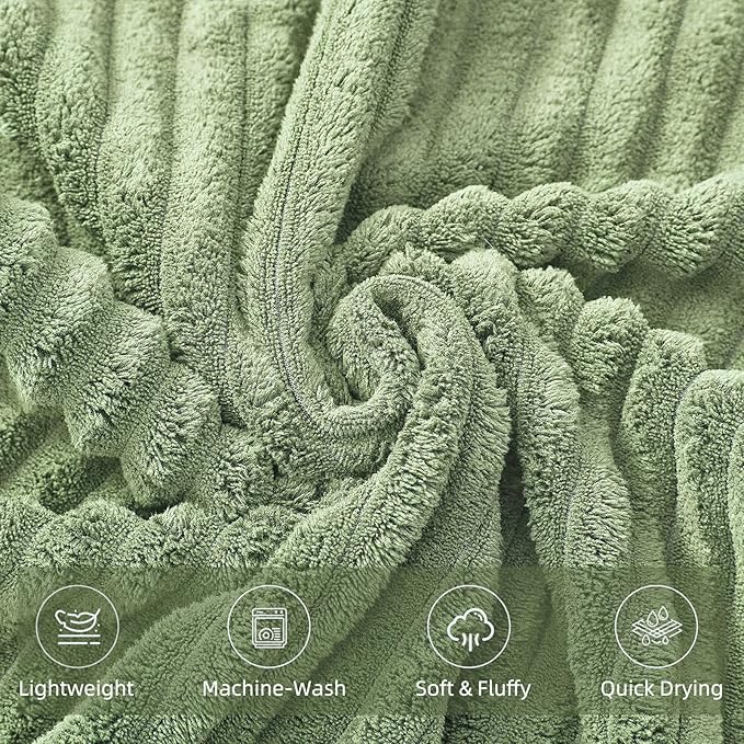6-Piece Bath Towel Set(30"x60"), 2 Large Bath Towel Sheets, 2 Hand Towels and 2 Washcloths - Highly Absorbent Quick Dry Microfiber,Ultra Soft Towel Set for Bathroom (Sage Green