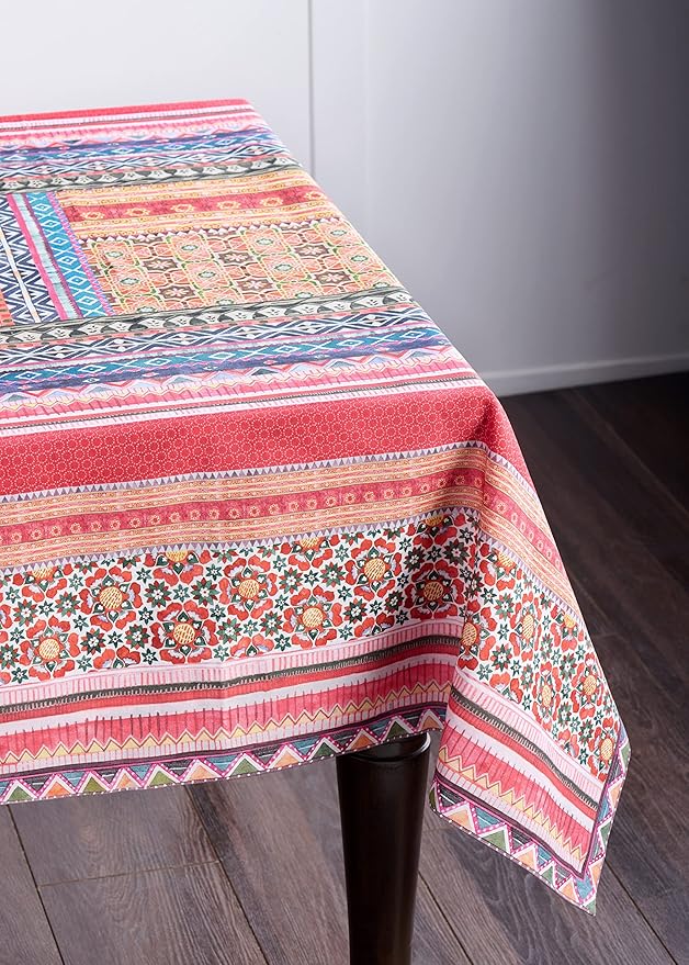Maison d' Hermine Table Cloth Rectangle Table 100% Cotton 70 x 120 Inches Fall Tablecloth Reusable Everyday Use for Thanksgiving Christmas Decorations Dining Farmhouse Party (Ispahan)