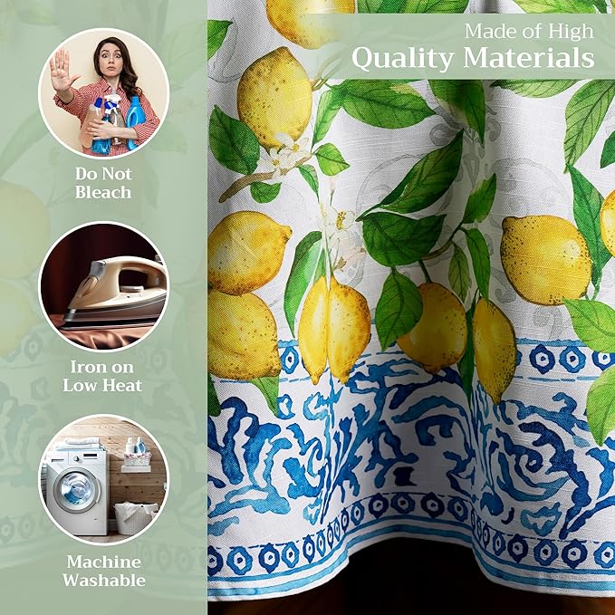Maison d' Hermine Table Cloth Round Table 100% Cotton 63 Round Inches Tablecloth Reusable Decorative for Dining Room Farmhouse Home Valentines Day Decorations Spring Summer - Cedrat