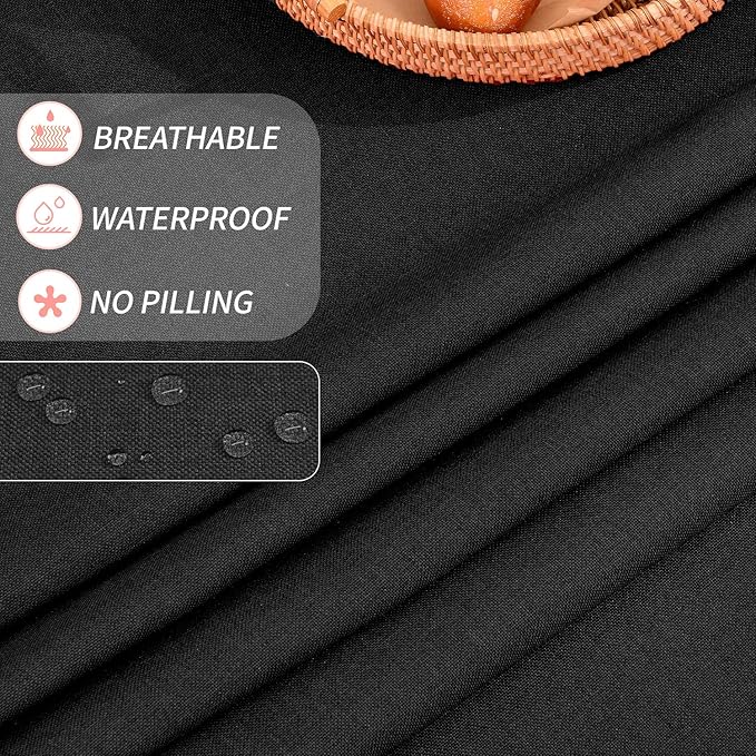 Rectangle Tablecloth 55 x 71 Inch - Waterproof Faux Linen Table Cloth for Dining Table, Kitchen, Party, Wedding, Holiday & Everyday Decoration, Black