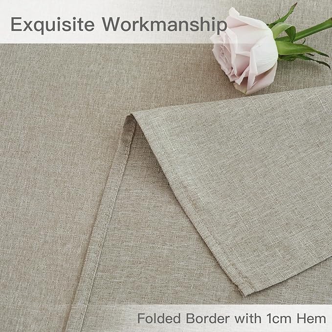 maxmill Rectangular Tablecloth Linen Texture Stain Proof Waterproof Wrinkle Free Spillproof Washable Slubby Texture Table Cloth Farmhouse Tablecloths for Dining Party Holiday, 60 x 140 Inch, Linen