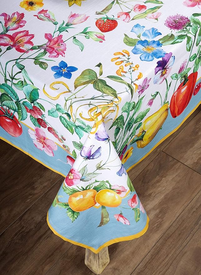Maison d' Hermine Table Cloth Rectangle Table 100% Cotton 60 x 108 Inches Tablecloth Reusable Decorative for Dining Room Farmhouse Home Valentines Day Decorations Spring Summer - Giverny