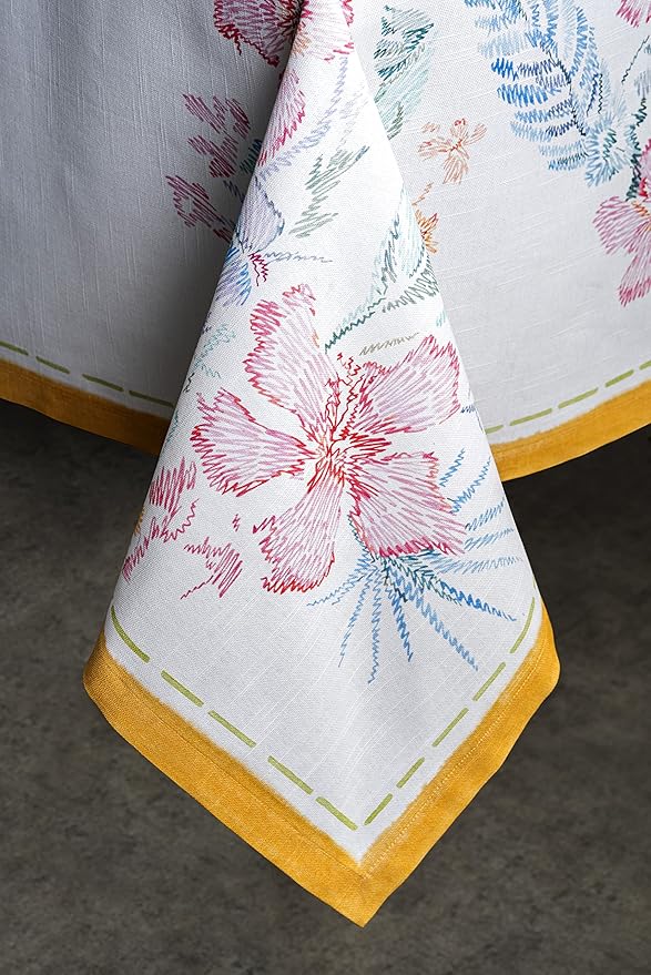Maison d' Hermine Table Cloth Rectangle Table 100% Cotton 60 x 120 Inches Tablecloth Reusable Decorative for Dining Room Farmhouse Home Valentines Day Decorations Spring Summer - Paradise Island