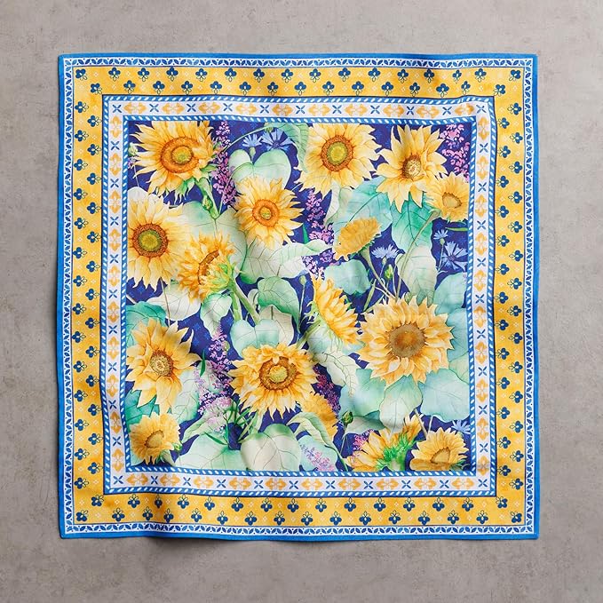 Maison d' Hermine Cloth Napkins Set of 4 100% Cotton Everyday Reusable Square Napkins Cloth Washable Dinner Party Wedding Restaurant Valentines Day Decorations Spring/Summer(Sunflower Days, 18" x 18")