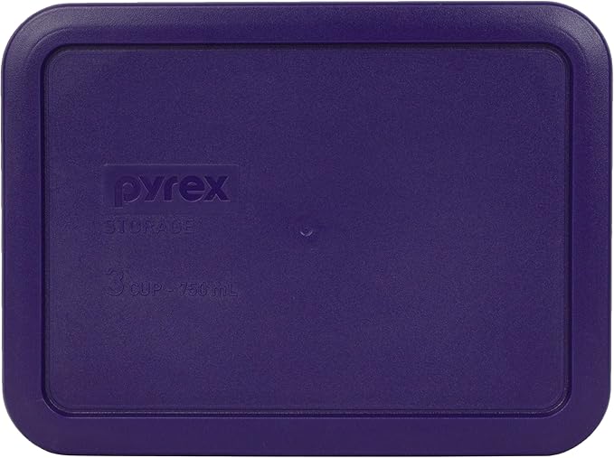 Pyrex 7210-PC 3 Cup Purple Rectangle Plastic Food Storage Lid, Made in USA