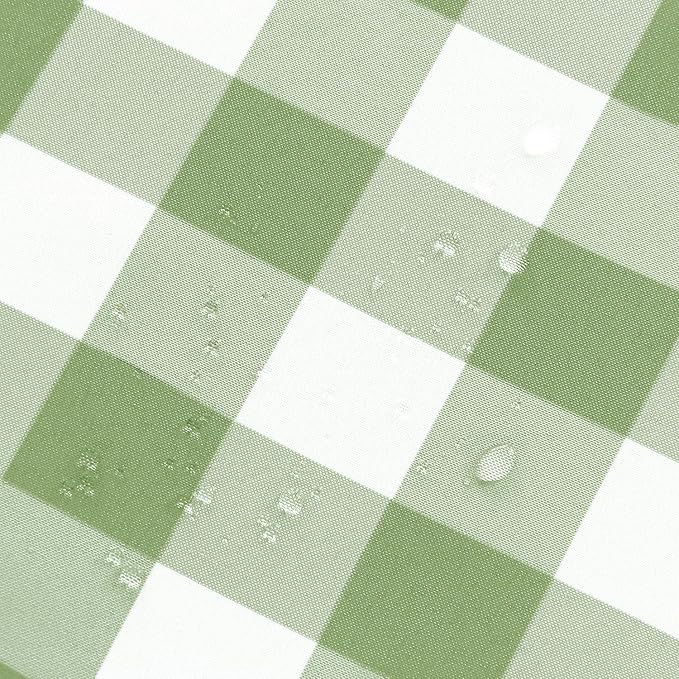Hiasan Checkered Round Tablecloth 120 Inch - Waterproof Stain and Wrinkle Resistant Washable Fabric Table Cloth for Dining Room Party Outdoor Picnic,Sage Green and White