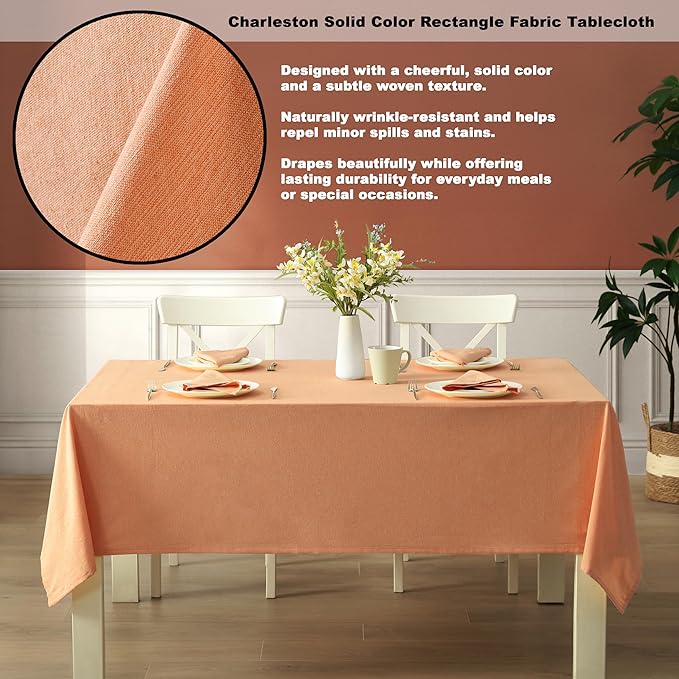 Spring & Easter Holiday Charleston Kankambram Orange 60 x 120 inch Rectangle Fabric Tablecloth, Cotton Table Cover for Indoor Outdoor Dining, Machine Washable Solid Color Tablecloths for Everyday Use