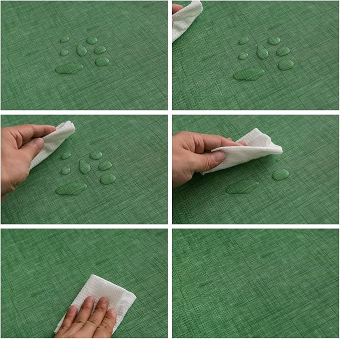 Pioggia Vinyl Tablecloth with Flannel Backing Rectangle Waterproof Oil-Proof Plastic Table Cloth Wipeable PVC Table Cover for Indoor and Outdoor (Dark Green, 60 x 120 Inch)