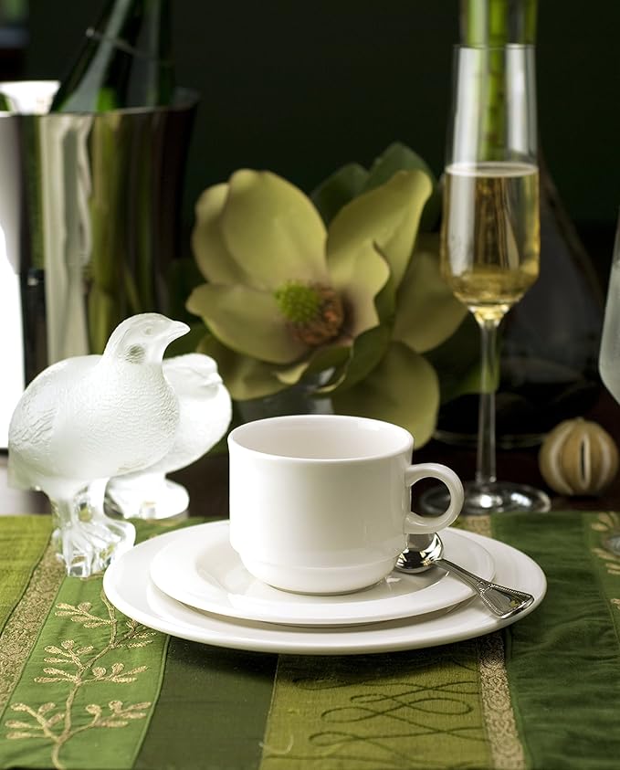 Fortessa Fortaluxe SuperWhite Vitrified China Dinnerware, Cassia 3-Ounce Stackable Espresso Cup, Set of 6