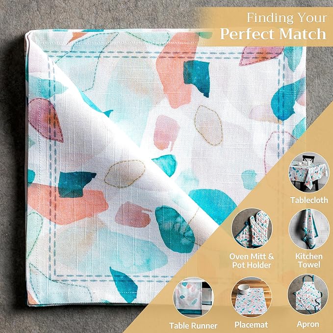 Maison d' Hermine Cloth Napkins Set of 4 100% Cotton Everyday Reusable Square Napkins Cloth Washable Dinner Party Wedding Restaurant Valentines Day Decorations Spring/Summer (Summer Picnic, 20" x 20")