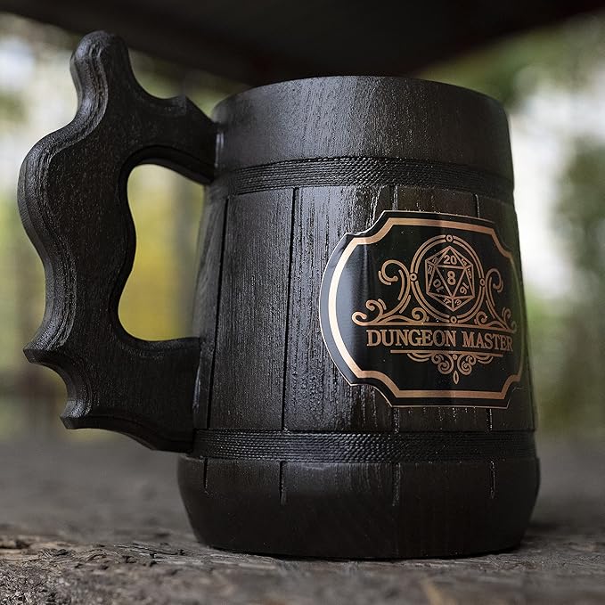 Gift for DM. Dungeon Master Beer Mug. Wooden Beer Stein. Dungeon and Dragons Mug. Dungeon Master Stein. D&D Gift. Best Gift. Wooden Beer Mug. Gamer Gift Beer Tankard K145
