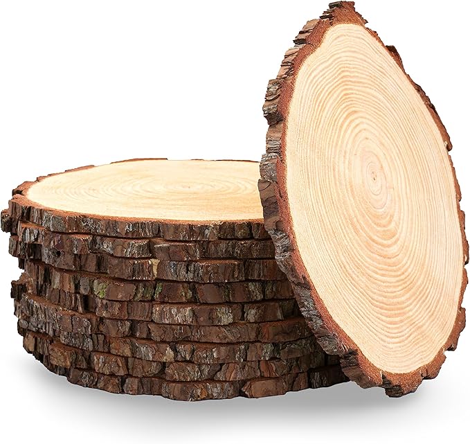 Set of (10) 13-14 inch Wood Slices for centerpieces! Wood Slice centerpieces, Wood Rounds, Tree Slices, Wood Plate Chargers (13-14 inch)