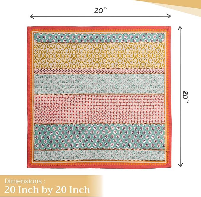 Maison d' Hermine Cloth Napkins Set of 4 100% Cotton Everyday Reusable Square Napkins Cloth Washable Dinner Party Wedding Restaurant Valentines Day Decorations Spring/Summer (Provence, 20" x 20")