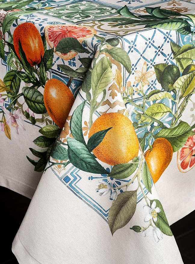 Maison d' Hermine Table Cloth Rectangle Table 100% Cotton 70 x 108 Inches Tablecloth Reusable Decorative for Dining Room Farmhouse Home Valentines Day Decorations Spring Summer - Agrume
