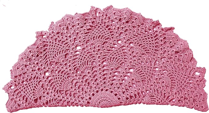 BIBITIME Lace Tablecloth Doily Handmade Crochet Placemat Women Vase Mat Kitchen Table Runner (2PCS- 18 in to 20 in, Pink)