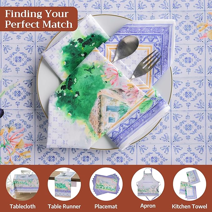 Maison d' Hermine Napkin 100% Combed Cotton Premium Cloth Napkin Decorative Washable Napkins Set of 4 for Home, Kitchen, Dining, Cocktail Parties & Camping - Luberon(20”X20”)