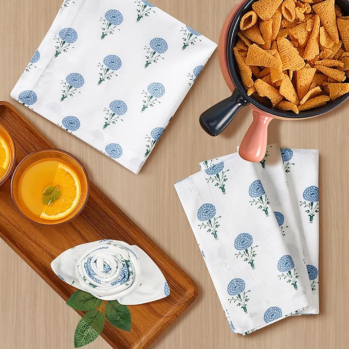 Bedding Craft Printed Dinner Napkins Set of 12 – 18x18 Mushroom Design with 1" Fold – Durable Stylish Fabric Napkins for Dining, Table Décor & Everyday Use