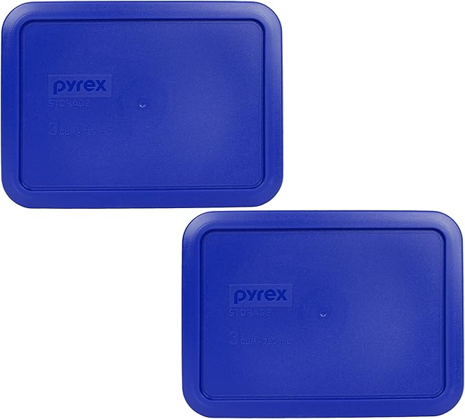 Pyrex 7210-PC 3 Cup Cadet Blue Food Storage Replacement Lid (2-Pack) - Made in USA