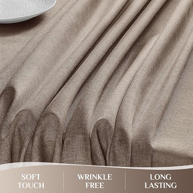 Softalker Large Tablecloths Rectangular 60x104 inch Faux Linen Table Cloth Outdoor Waterproof Stain and Wrinkle Resistant Table Cover for 6/8 Foot Rectangle Dining Table for Party Graduation, Brown