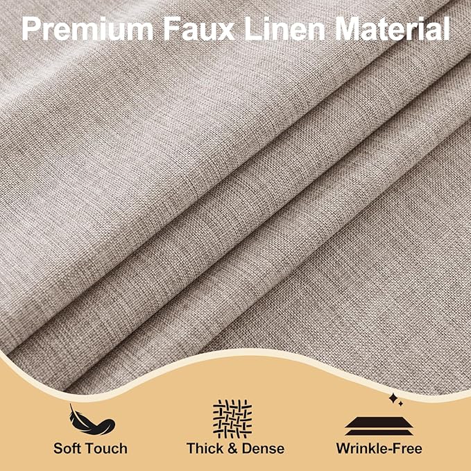 JIUZHEN Round Textured Table Cloth Linen Wrinkle Free Stain Resistant Farmhouse Decorative Circular Tablecloth for Kitchen, Dining, Party, Wedding, Outdoor Use (45 Inch Round,Stone)