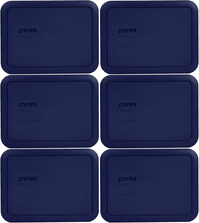 Pyrex 7210-PC 3 Cup Blue Rectangle Plastic Storage Lid, Made in USA - 6 Pack