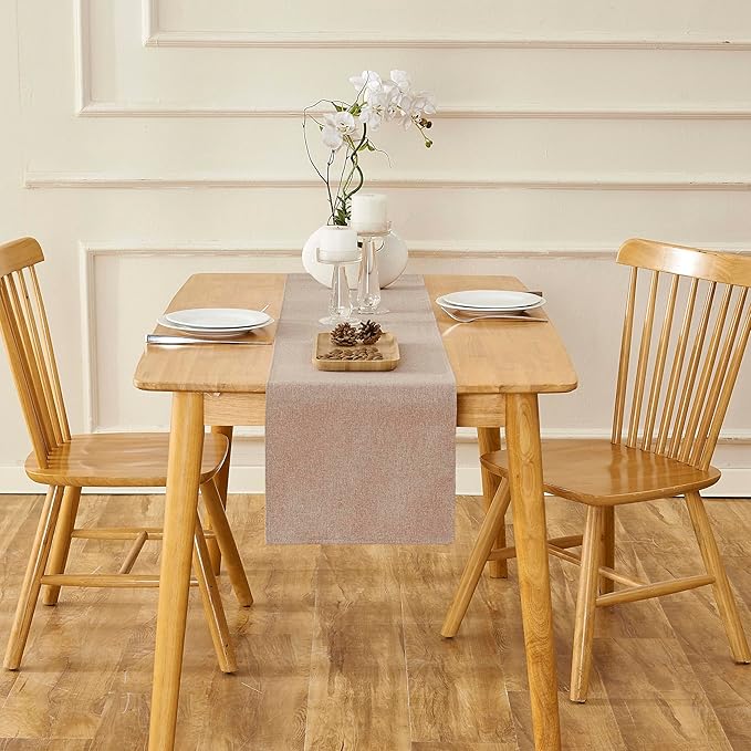 Brown Table Runner 13 x 72 Inches Long, Cotton Linen Farmhouse Style Table Linen for Kitchen Dining Coffee Table Parties Wedding Home Decor (13" x 72", Brown)