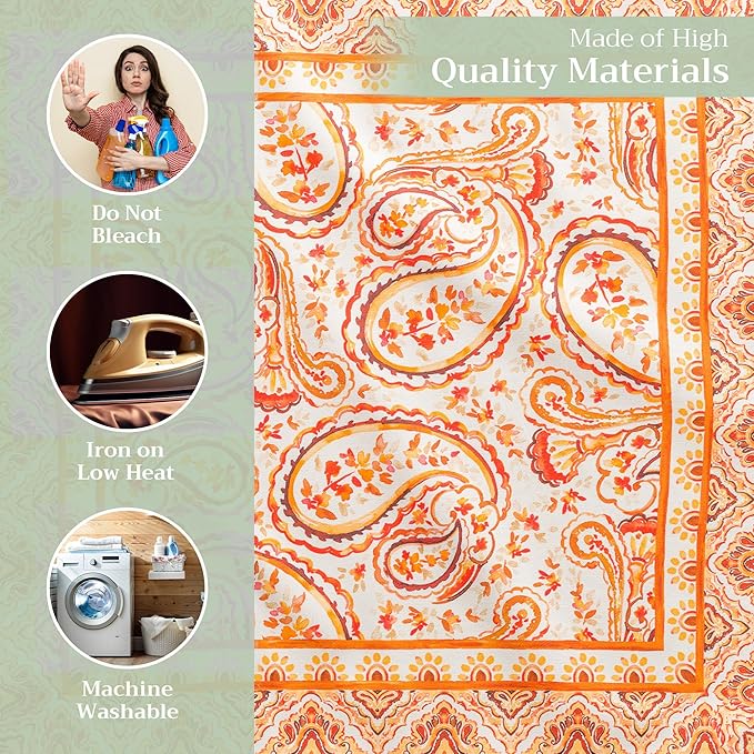 Maison d' Hermine Cloth Napkins Set of 4 100% Cotton for Thanksgiving Christmas Decorations Everyday Reusable Square Fall Napkins Cloth Washable Dinner Party (Palatial Paisley, 20"x20")