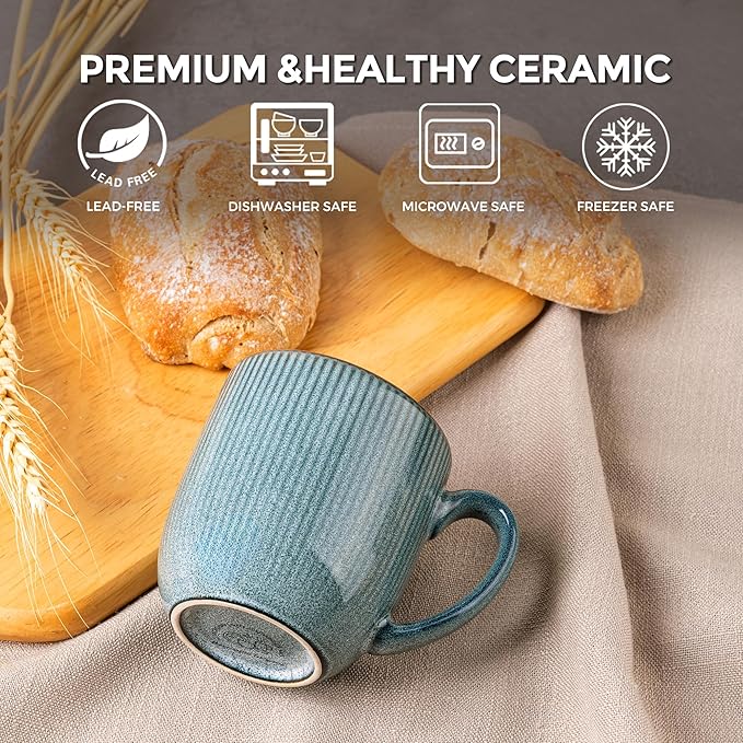 GBHOME Ceramic Coffee Mugs Set of 6, 12oz Handmade Ceramic Coffee Mugs Set with Gradient color for Latte/Tea/Beer/Hot Cocoa, Dishwasher & Microwave Safe