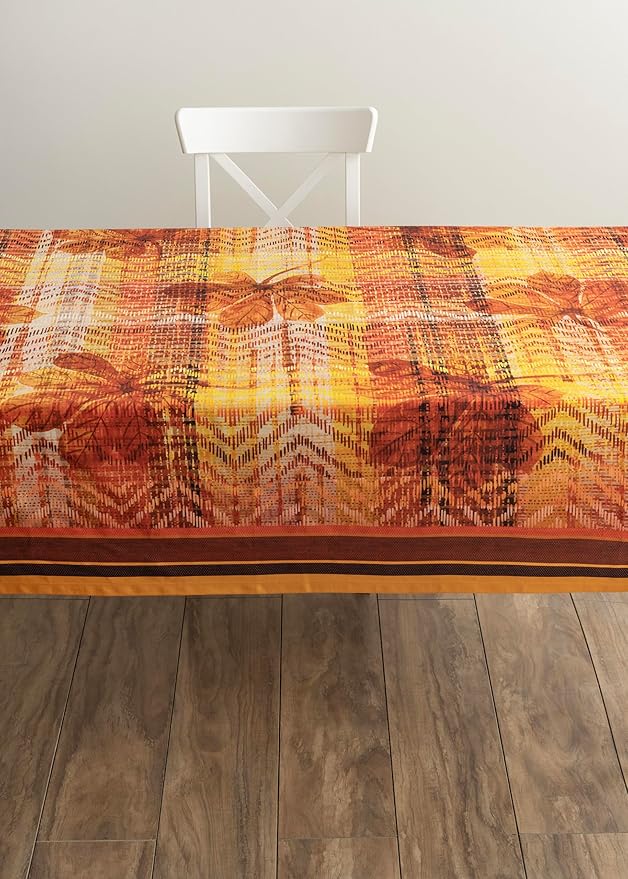 Maison d' Hermine Table Cloth Rectangle Table 100% Cotton 70 x 140 Inches Fall Tablecloth Reusable Everyday Use for Thanksgiving Christmas Decorations Dining Farmhouse Party (Thanksgiving Tartan)