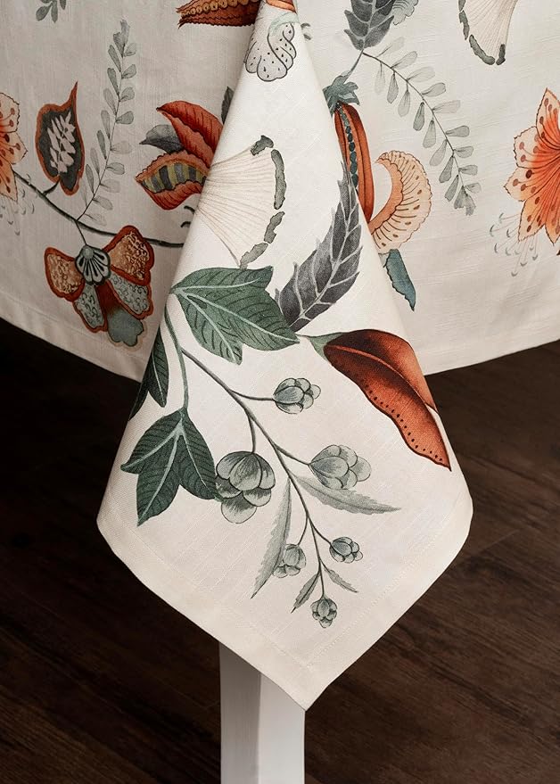 Maison d' Hermine Table Cloth Square Table 100% Cotton 60 x 60 Inches Fall Tablecloth Reusable Everyday Use for Thanksgiving Christmas Decorations Dining Farmhouse Party (Dalida)