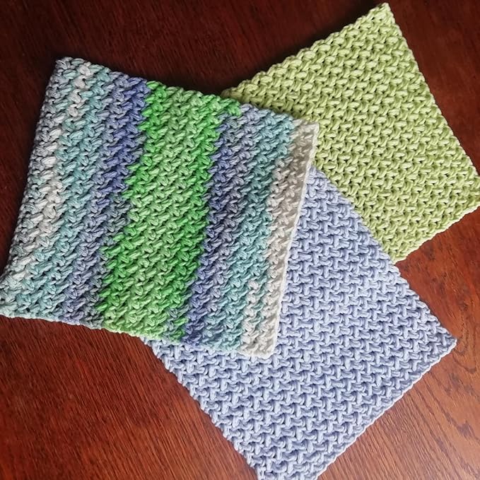 Set 3 Cotton Pastel Dish Rags Crochet Reusable Washcloth Knitted Volume Kitchen Dish Cloth Absorbente Widely Use