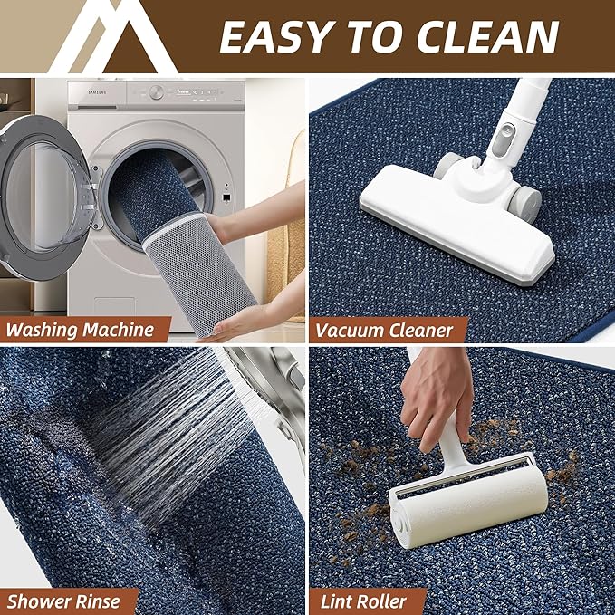 COSY HOMEER Kitchen Rugs 20"x32" Non-Slip Kitchen Mats for Floor Absorbent Stain Resistant Kitchen Floor Mat Machine Washable Rugs for Kitchen,Hallway,Sink,Navy Blue