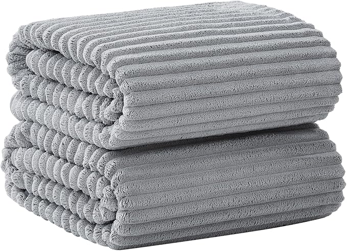 Oversized Bath Sheets 40x80 Inches Extra Large Bath Towels for Adults Super Soft Quick Dry Highly Absobent Microfiber Shower Towels for Bathroom, Pool, Gym, Yoga Towel (Gray, 2Piece)