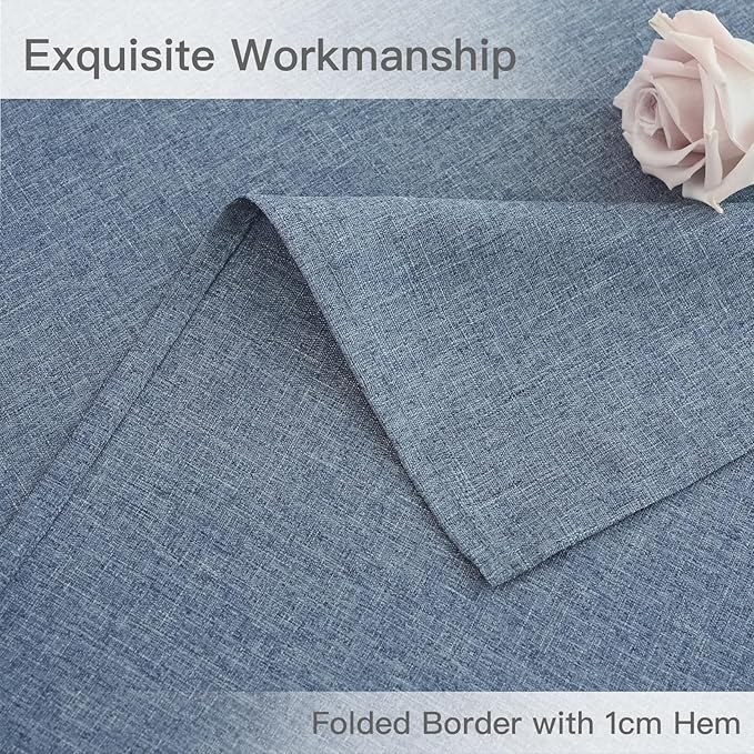 maxmill Square Tablecloth Linen Texture Stain Resistant Waterproof Wrinkle Resistant Washable Soft Table Cloth, Decorative Fabric Table Cover for Dining Room Dinner Party, 52 x 52 Inch, Demin Blue