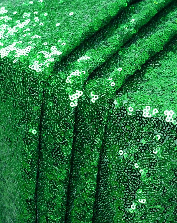 Eternal Beauty Green Tablecloth, 60x120 Inch Sequin Rectangle Glitter Table Cover for Cake Dessert Exhibition Party Birthday Events