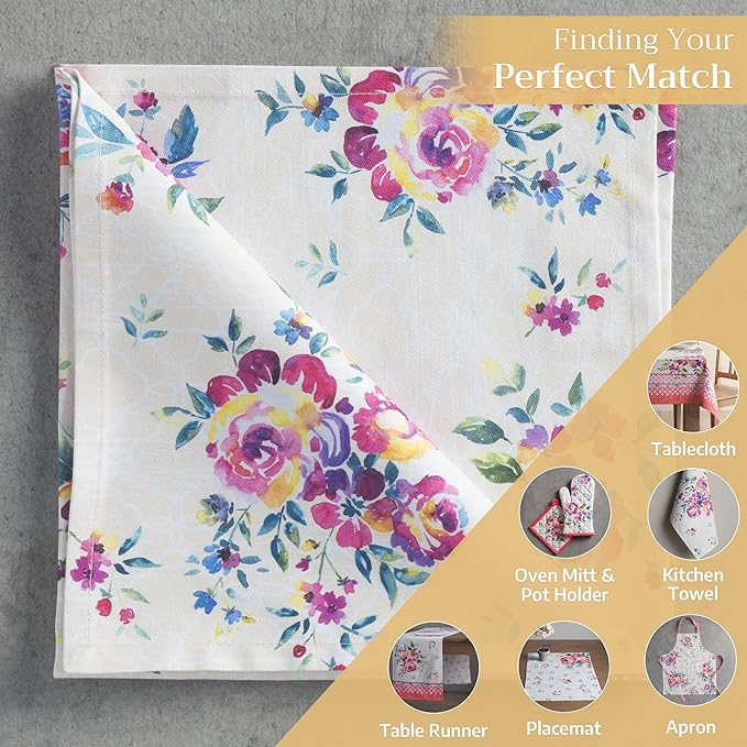 Maison d' Hermine Cloth Napkins Set of 4 100% Cotton Everyday Reusable Square Napkins Cloth Washable Dinner Party Wedding Restaurant Valentines Day Decorations Spring/Summer (Rose Garden, 20" x 20")