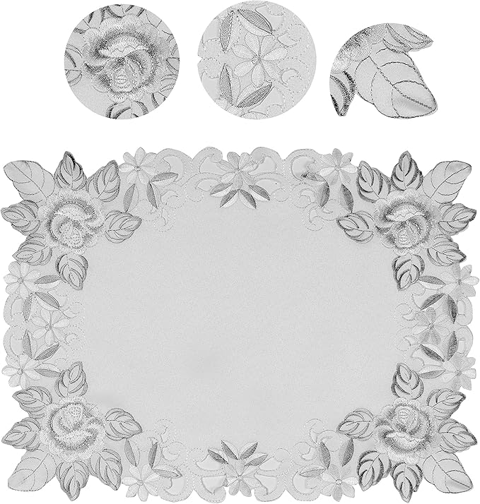 Decozen Ivory Table Cloth - Rectangle Lace Linen Tablecloth Intricate Cutouts Embroidery for Kitchen Dining Room Table Home Decor Wedding Receptions - 60 x 120 inches - The Alois Collection