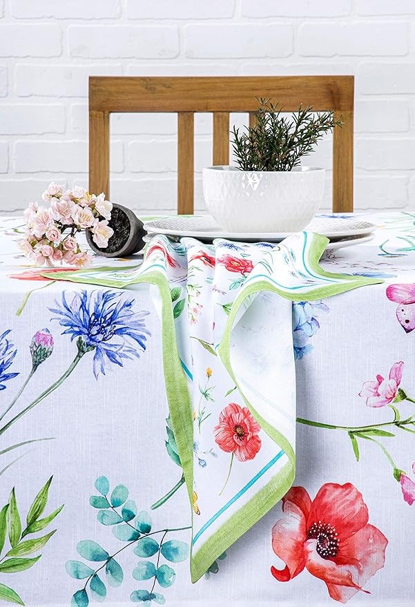 Maison d' Hermine Cloth Napkins Set of 4 100% Cotton Everyday Reusable Square Napkins Cloth Washable Dinner Party Wedding Restaurant Valentines Day Decorations Spring/Summer (Just Floral, 20" x 20")