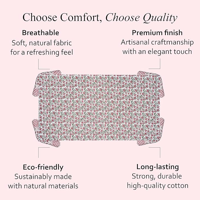 CPC Tablecloth 100% Cotton 70x118 Inch Indian Block Print Rectangle Table Cover, Table Cloth for Weddings, Spring/Summer, Barbeque - Red Garnet