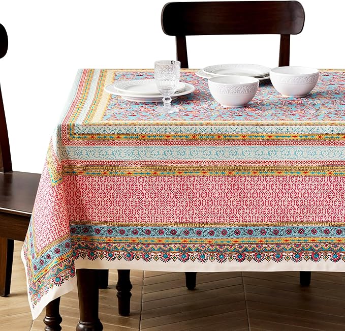 Maison d' Hermine Premium Table Cloth Rectangle Table 100% Combed Cotton 90 x 70 Inches Tablecloth Reusable Decorative for Dining Room, Farmhouse, Home, Party, Festive & Wedding - Lauris