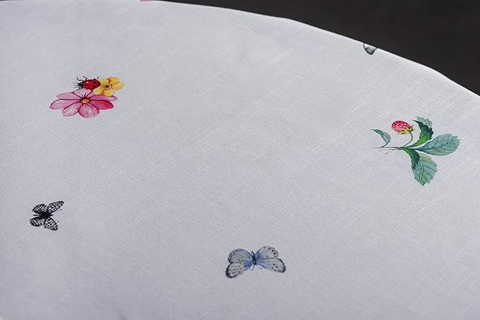 Maison d' Hermine Table Cloth Round Table 100% Cotton 63 Round Inches Tablecloth Reusable Decorative for Dining Room Farmhouse Home Valentines Day Decorations Spring Summer - Printemps