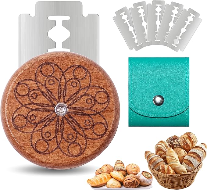 UFO Bread Lame Cutter for Homemade Sourdough,Bread Scorer Tool for Sourdough with 5 Blades and Case,Slashing Tool Bread Cutting Knife for Artisan Bread and Baguette Makers,Circle-teal