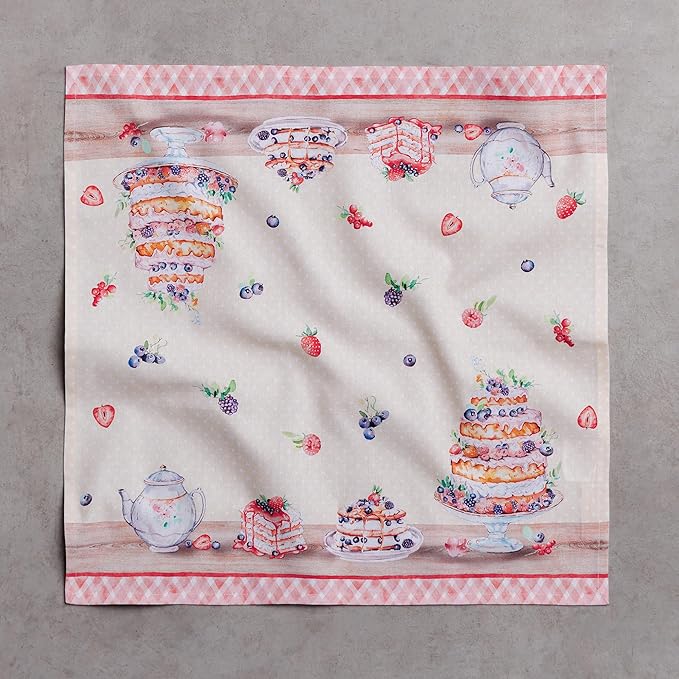 Maison d' Hermine Cloth Napkins Set of 4 100% Cotton Everyday Reusable Square Napkins Cloth Washable Dinner Wedding Restaurant Valentines Day Decorations Spring/Summer (Icing on The Cake, 18" x 18")