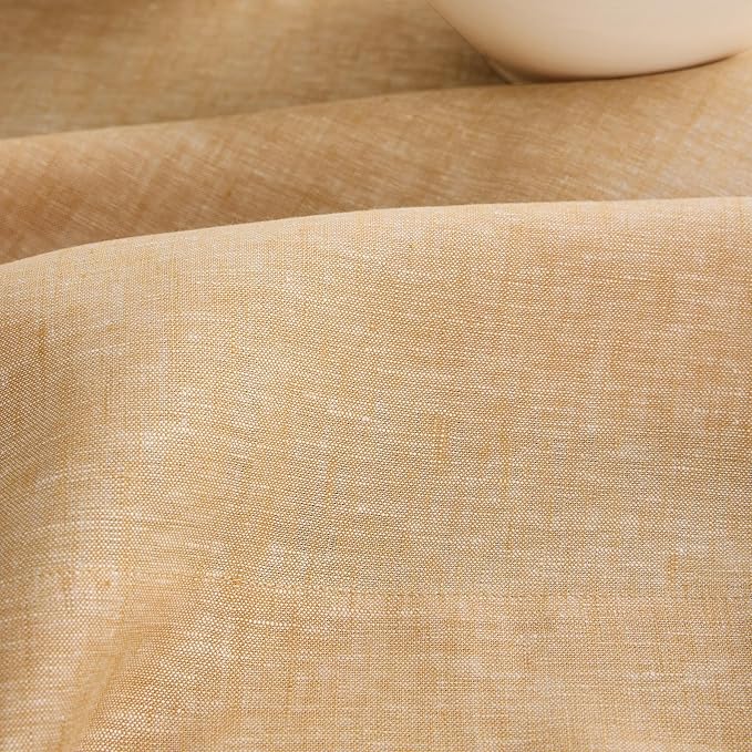 Solino Home Linen Tablecloth 60 x 132 Inch - 100% Pure Linen Golden Nugget Table Cloth for Rectangle Tables - Athena, Machine Washable Tablecloth for Spring, Easter