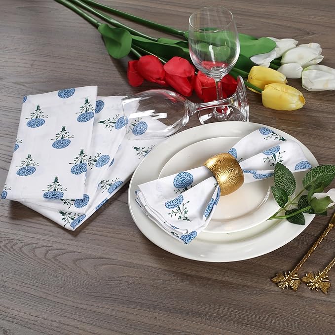 Bedding Craft Printed Dinner Napkins Set of 12 – 18x18 Mushroom Design with 1" Fold – Durable Stylish Fabric Napkins for Dining, Table Décor & Everyday Use