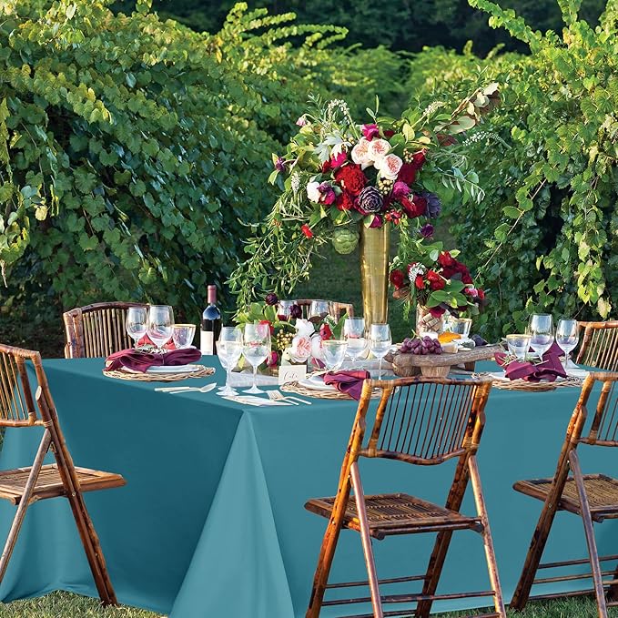 sancua Rectangle Tablecloths for 6 Foot Tables, 6 Pack - Washable Polyester Fabric Table Cloth for Wedding Party, Birthday, Banquet Reception, 54x108 Inch, Teal